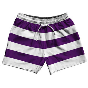 Medium Purple & White Horizontal Stripe 5" Swim Shorts Made in USA by Ultras Medium Purple & White Horizontal Stripe 5" Swim Shorts Made in USA by Ultras