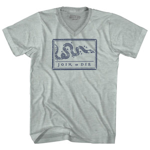 Harting Join Or Die Adult Tri-Blend V-neck T-shirt - Athletic Cool Grey Harting Join Or Die Adult Tri-Blend V-neck T-shirt - Athletic Cool Grey