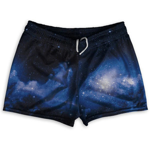 Galaxy Blue Shorty Short Gym Shorts 2.5"Inseam Made in USA - Blue Galaxy Blue Shorty Short Gym Shorts 2.5"Inseam Made in USA - Blue