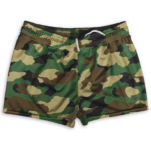 Army Camo Shorty Short Gym Shorts 2.5"Inseam Made in USA-Camo Army Camo Shorty Short Gym Shorts 2.5"Inseam Made in USA-Camo