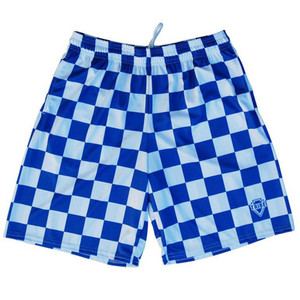 Royal and White Checkerboard Lacrosse Shorts Made in USA - Royal and White Royal and White Checkerboard Lacrosse Shorts Made in USA - Royal and White