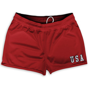 USA Gump Shorty Short Gym Shorts 2.5" Inseam Made In USA - Red USA Gump Shorty Short Gym Shorts 2.5" Inseam Made In USA - Red