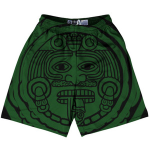 Mexico Aztec Sand Stone Calendar Lacrosse Shorts Made In USA - Green Mexico Aztec Sand Stone Calendar Lacrosse Shorts Made In USA - Green