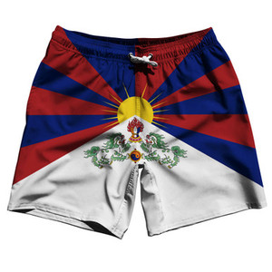 Tibet 7.5" Swim Shorts Made in USA - White Blue Tibet 7.5" Swim Shorts Made in USA - White Blue