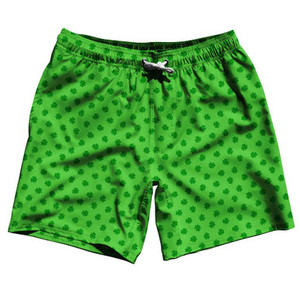 Ireland Irish Shamrock Clovers Swim Shorts 7.5" Made in USA - Green Ireland Irish Shamrock Clovers Swim Shorts 7.5" Made in USA - Green