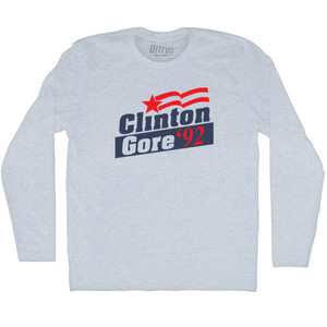 Clinton Gore 92 Election Adult Tri-Blend Long Sleeve T-shirt - Athletic White Clinton Gore 92 Election Adult Tri-Blend Long Sleeve T-shirt - Athletic White