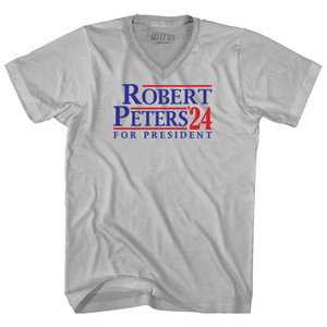 Robert Peters For President 24 Adult Tri-Blend V-neck T-shirt - Cool Grey Robert Peters For President 24 Adult Tri-Blend V-neck T-shirt - Cool Grey