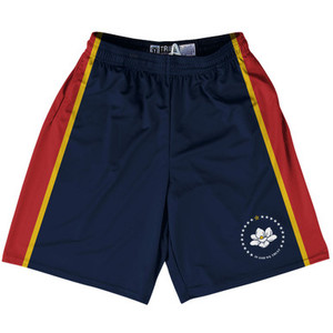 New Magnolia Mississippi State Flag Lacrosse Shorts Made In USA - Red Blue New Magnolia Mississippi State Flag Lacrosse Shorts Made In USA - Red Blue