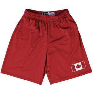 Canada Country Heritage Flag Lacrosse Shorts Made In USA - Red Canada Country Heritage Flag Lacrosse Shorts Made In USA - Red