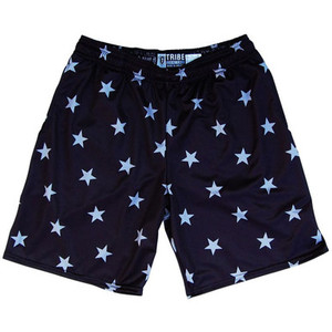 Tribe Lacrosse Stars Black Lacrosse Shorts Made in USA - Black Tribe Lacrosse Stars Black Lacrosse Shorts Made in USA - Black