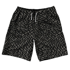 Elephant Skin Pattern 10" Swim Shorts Made in USA - Black Elephant Skin Pattern 10" Swim Shorts Made in USA - Black