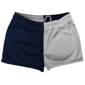 Blue Navy And Grey Medium Quad Color Shorty Short Gym Shorts 2.5" Inseam Made In USA Blue Navy And Grey Medium Quad Color Shorty Short Gym Shorts 2.5" Inseam Made In USA