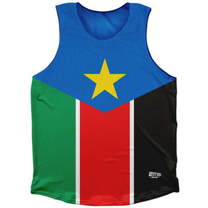 South Sudan Country Flag Athletic Tank Top Made in USA-Blue Green South Sudan Country Flag Athletic Tank Top Made in USA-Blue Green