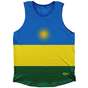 Rwanda Country Flag Athletic Tank Top Made in USA - Blue Green