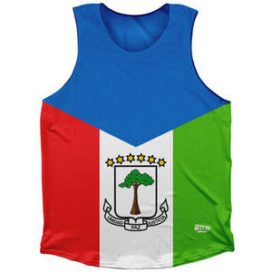 Equatorial Guinea Country Flag Athletic Tank Top Made in USA-Blue Green Equatorial Guinea Country Flag Athletic Tank Top Made in USA-Blue Green
