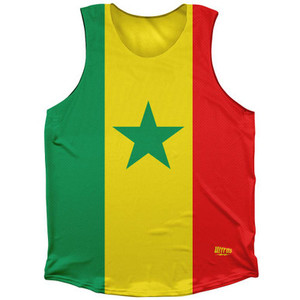 Senegal Country Flag Athletic Tank Top Made in USA - Green Yellow Senegal Country Flag Athletic Tank Top Made in USA - Green Yellow