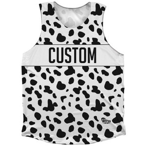 Dalmatian Dog Spots Pattern Finish Line Athletic Tank Top - White Black Dalmatian Dog Spots Pattern Finish Line Athletic Tank Top - White Black