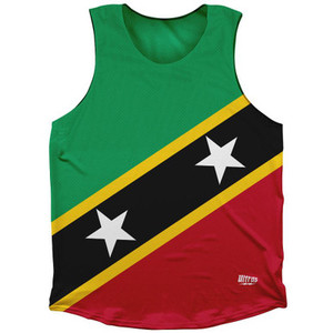 Saint Kitts And Nevis Country Flag Athletic Tank Top Made in USA-Green Red Saint Kitts And Nevis Country Flag Athletic Tank Top Made in USA-Green Red