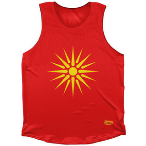 Macedonia Country Flag Athletic Tank Top Made in USA-Red Macedonia Country Flag Athletic Tank Top Made in USA-Red