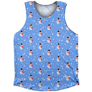 Snowman Christmas Athletic Tank Top - Blue Snowman Christmas Athletic Tank Top - Blue