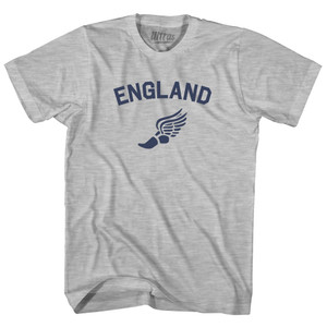 Title England Track Running Winged Foot Adult Cotton T-shirt - Grey Heather Title England Track Running Winged Foot Adult Cotton T-shirt - Grey Heather