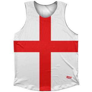 England Country Flag Athletic Tank Top Made in USA - White Red England Country Flag Athletic Tank Top Made in USA - White Red