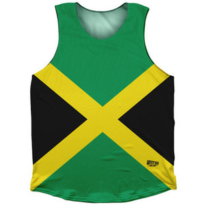 Jamaica Country Flag Athletic Tank Top Made in USA - Green Black Jamaica Country Flag Athletic Tank Top Made in USA - Green Black