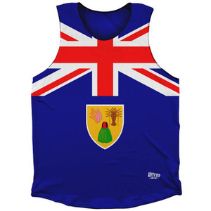 Turks And Caicos Islands Country Flag Athletic Tank Top Made in USA - Blue Red Turks And Caicos Islands Country Flag Athletic Tank Top Made in USA - Blue Red