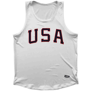 USA 68 Athletic Track Tank Top Made In USA - White USA 68 Athletic Track Tank Top Made In USA - White