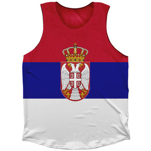 Serbia Country Flag Athletic Tank Top Made in USA - Red Blue Serbia Country Flag Athletic Tank Top Made in USA - Red Blue