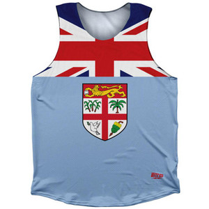 Fiji Country Flag Athletic Tank Top Made in USA - Blue Red Fiji Country Flag Athletic Tank Top Made in USA - Blue Red