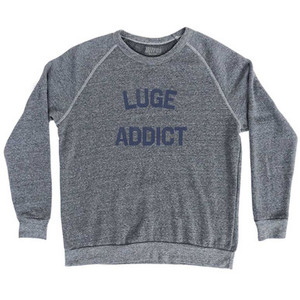 Luge Addict Adult Tri-Blend Sweatshirt - Athletic Grey