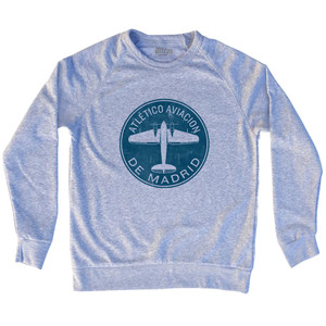 Atletico Aviacion De Madrid Roundel Adult Tri-Blend Sweatshirt - Grey Heather Atletico Aviacion De Madrid Roundel Adult Tri-Blend Sweatshirt - Grey Heather