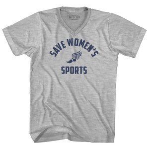 Save Women's Sports Adult Cotton V-neck T-shirt - Grey Heather