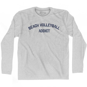 Beach Volleyball Addict Adult Cotton Long Sleeve T-shirt-Grey Heather Beach Volleyball Addict Adult Cotton Long Sleeve T-shirt-Grey Heather