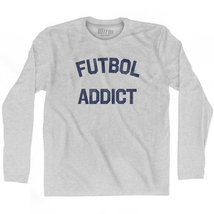 Futbol Addict Adult Cotton Long Sleeve T-shirt-Grey Heather