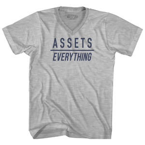 Assets Over Everything Adult Cotton V-neck T-shirt - Grey Heather Assets Over Everything Adult Cotton V-neck T-shirt - Grey Heather