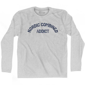Nordic Combined Addict Adult Cotton Long Sleeve T-shirt - Grey Heather Nordic Combined Addict Adult Cotton Long Sleeve T-shirt - Grey Heather