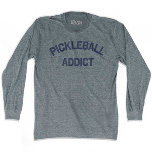 Pickleball Addict Adult Tri-Blend Long Sleeve T-shirt - Athletic Grey
