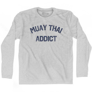 Muay Thai Addict Adult Cotton Long Sleeve T-shirt - Grey Heather