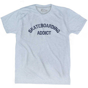 Skateboarding Addict Adult Tri-Blend T-shirt - Athletic White