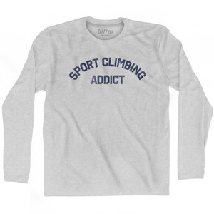 Sport Climbing Addict Adult Cotton Long Sleeve T-shirt - Grey Heather Sport Climbing Addict Adult Cotton Long Sleeve T-shirt - Grey Heather