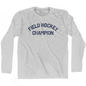 Field Hockey Champion Adult Cotton Long Sleeve T-shirt-Grey Heather Field Hockey Champion Adult Cotton Long Sleeve T-shirt-Grey Heather