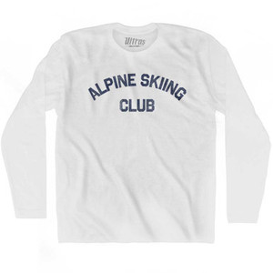 Alpine Skiing Club Adult Cotton Long Sleeve T-shirt White