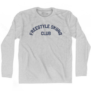 Freestyle Skiing Club Adult Cotton Long Sleeve T-shirt Grey Heather Freestyle Skiing Club Adult Cotton Long Sleeve T-shirt Grey Heather