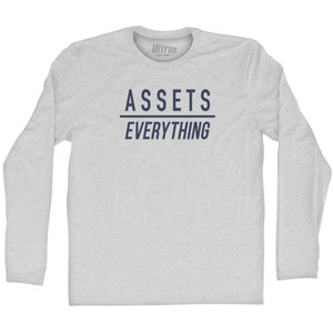 Assets Over Everything Adult Cotton Long Sleeve T-shirt - Grey Heather