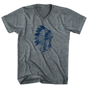 Native America Indian First Nation Headress And Feathers Adult Tri-Blend V-Neck Womens Junior Cut T-Shirt by Ultras Native America Indian First Nation Headress And Feathers Adult Tri-Blend V-Neck Womens Junior Cut T-Shirt by Ultras