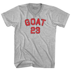 Goat 23 Adult Cotton V-neck T-shirt - Grey Heather