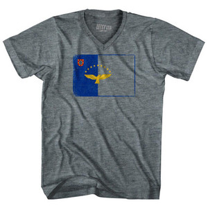 Azores Country Flag Tri-Blend V-Neck Womens Junior Cut T-Shirt by Ultras
