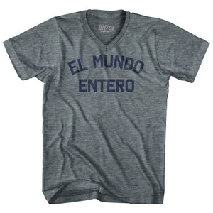 El Mundo Entero Tri-Blend V-neck Womens Junior Cut T-shirt - Athletic Grey El Mundo Entero Tri-Blend V-neck Womens Junior Cut T-shirt - Athletic Grey